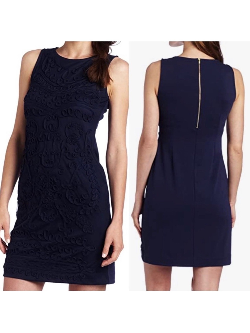 Lilly Pulitzer Navy Sleeveless Embroidered Shift Dress
